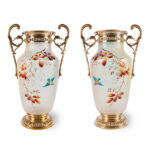 Pair of gilded brass and enamel